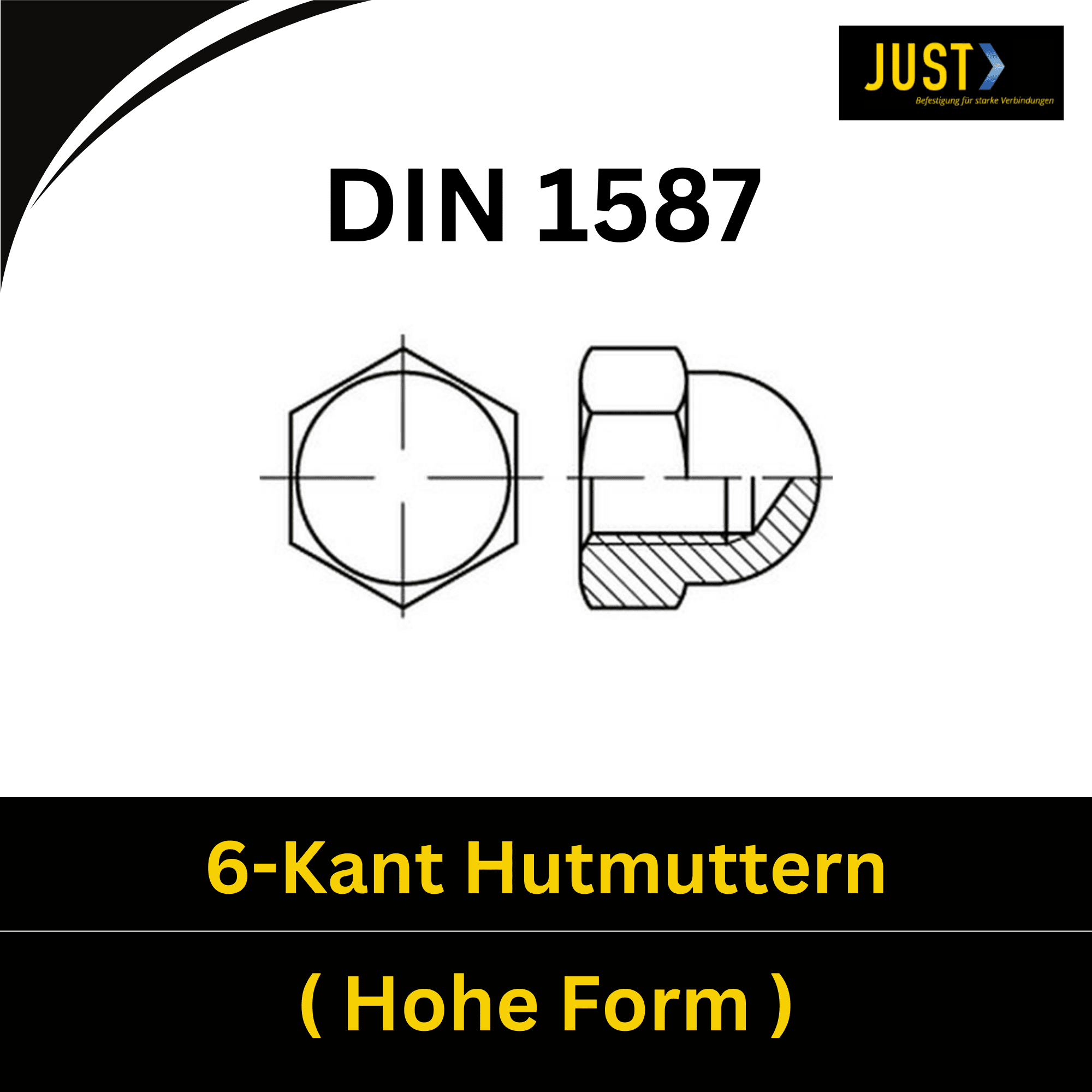 Bild für Kategorie DIN 1587 ➤ Sechskant - Hutmuttern - hohe Form (Feingewinde)